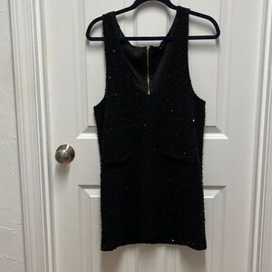 Double Zero Black Tweed Sequin V-Neck Jumper‎